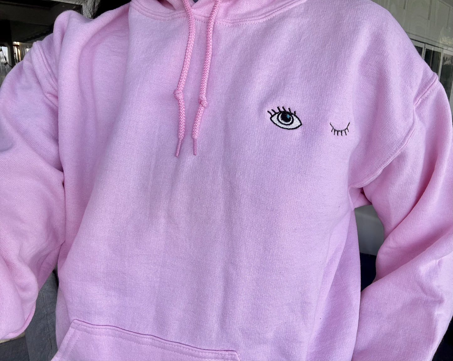 Embroidered Winky Eye Hoodie