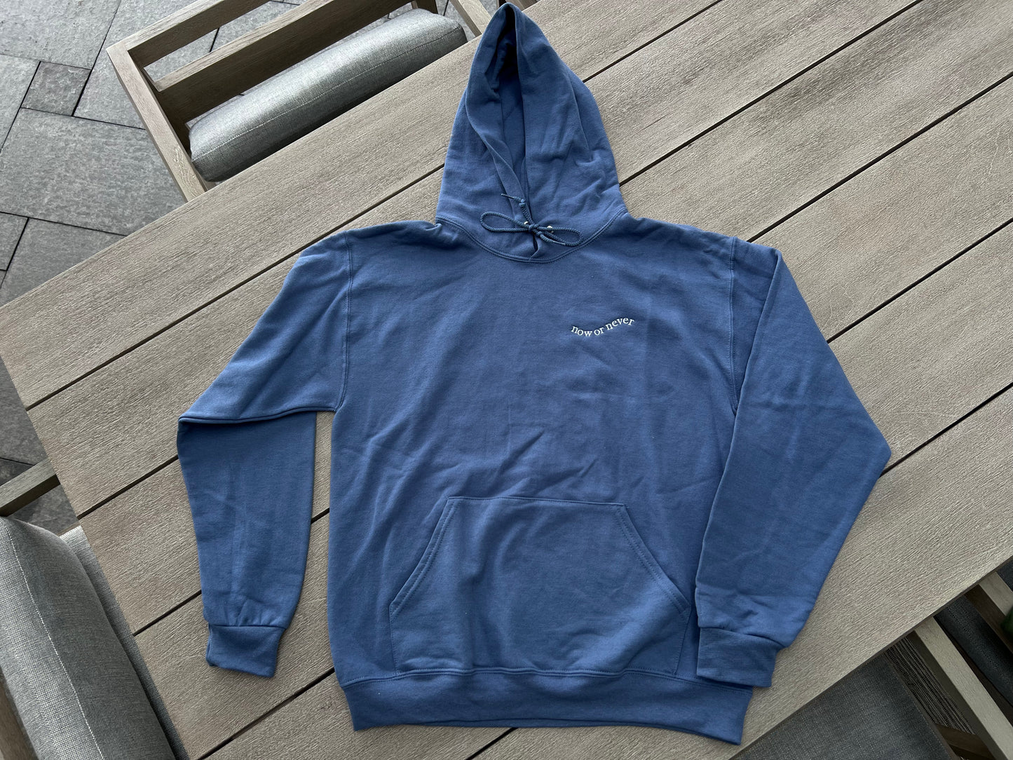 Embroidered Now or Never Hoodie