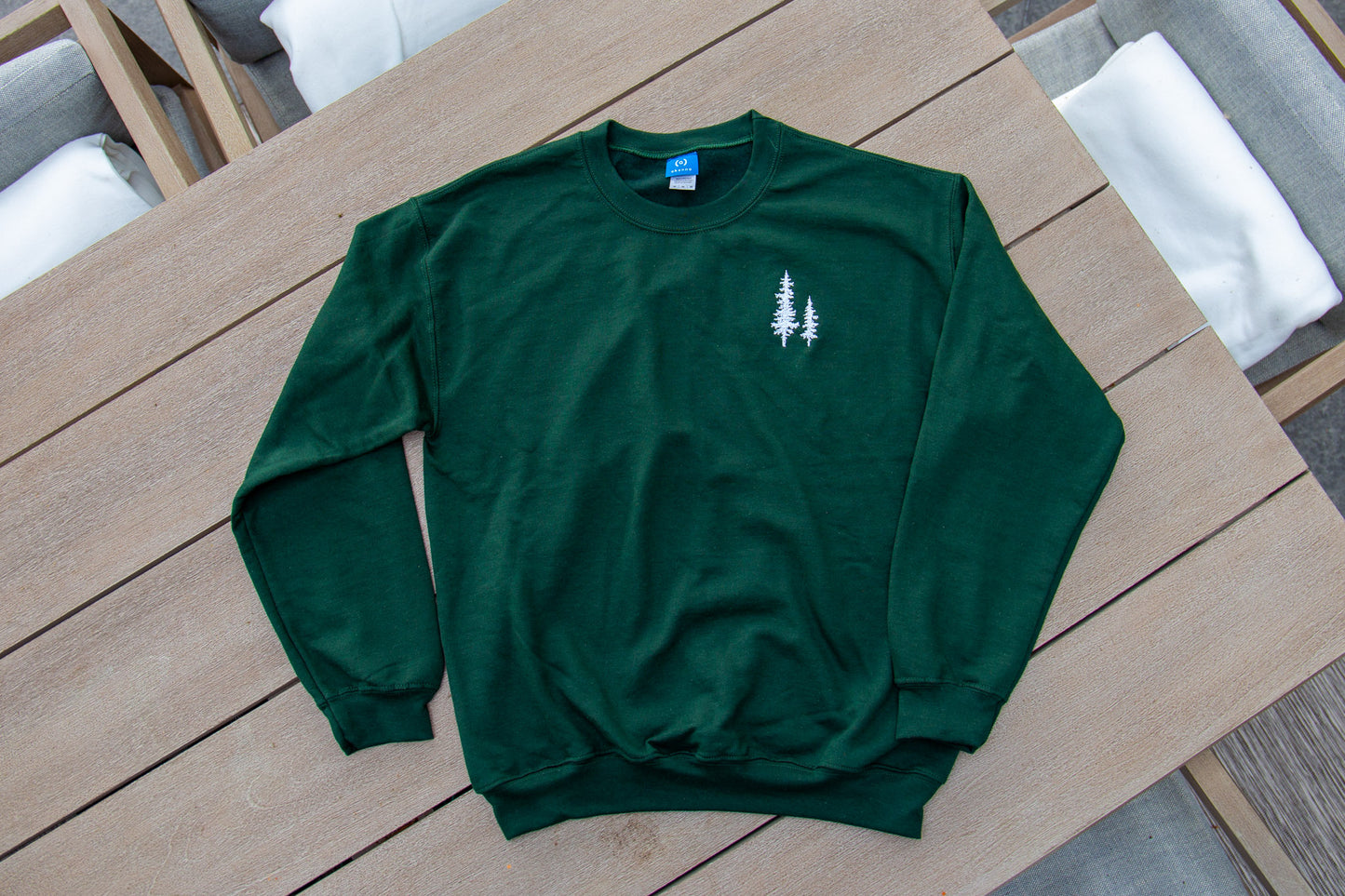 Embroidered Pine Tree Crewneck