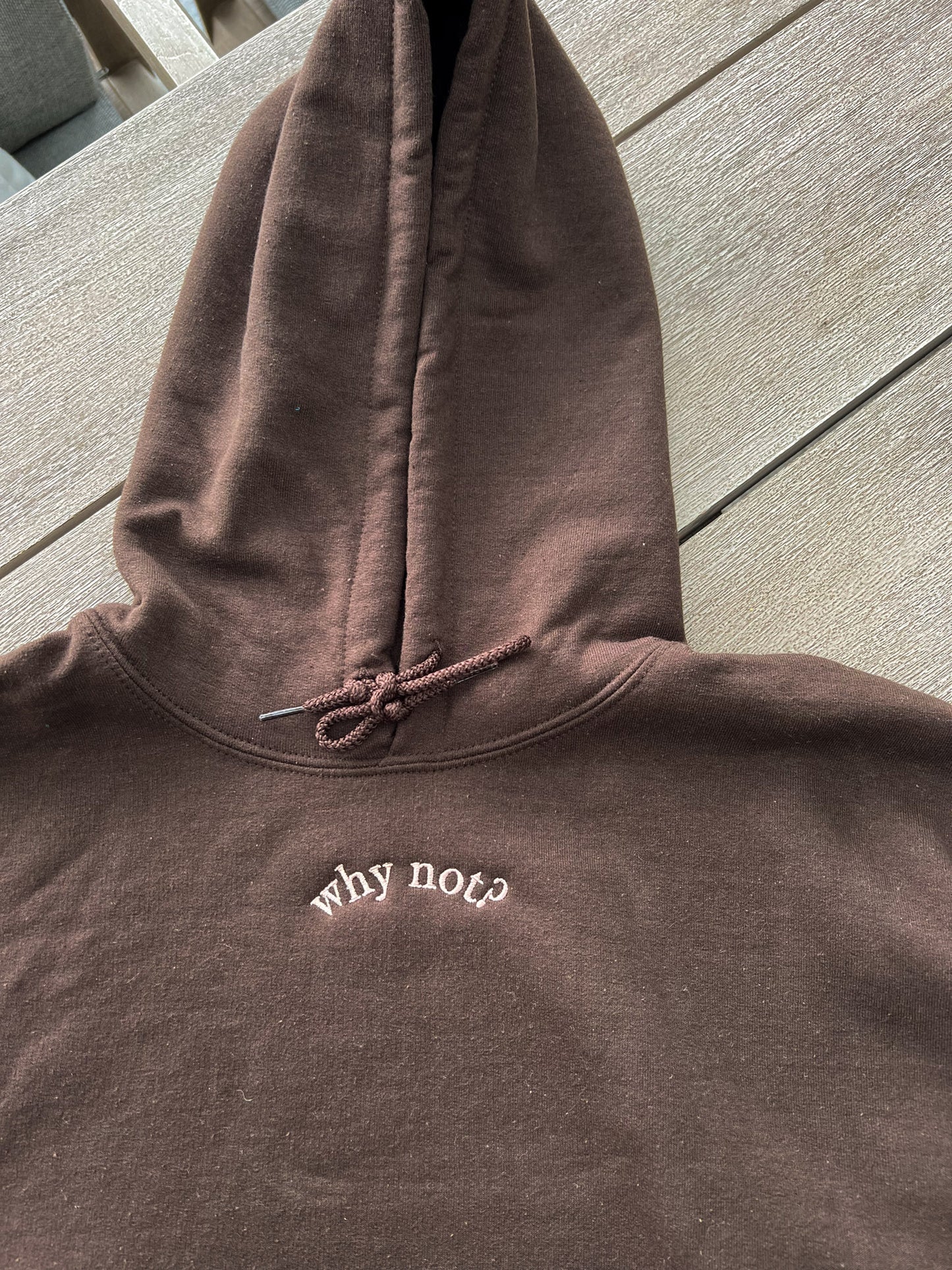 Embroidered Why Not Hoodie