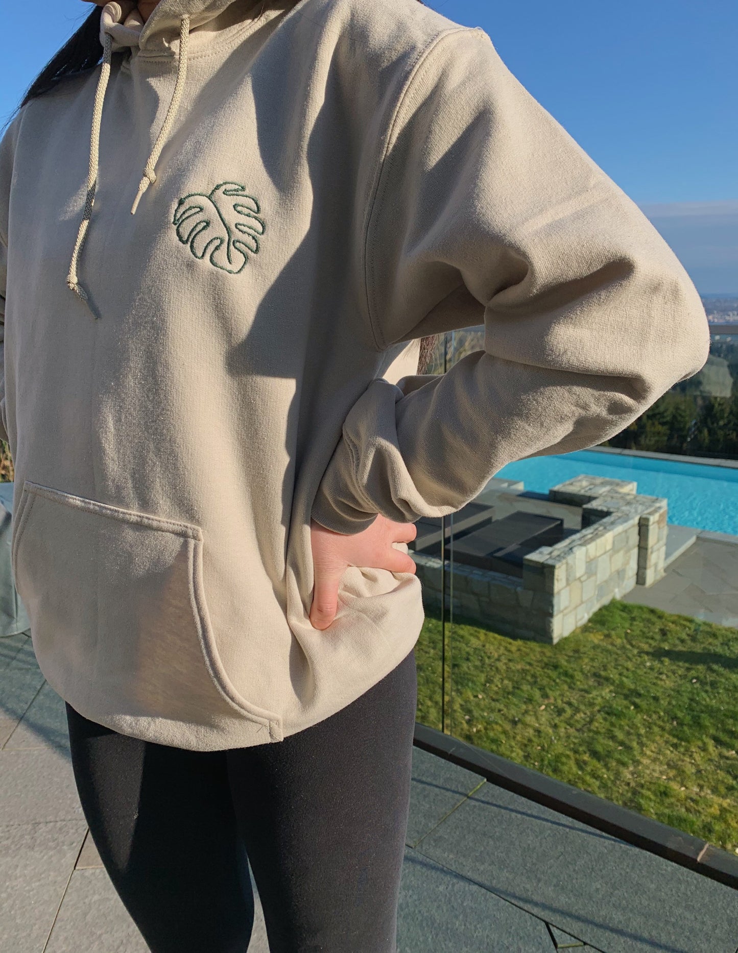 Embroidered Monstera Plant Hoodie