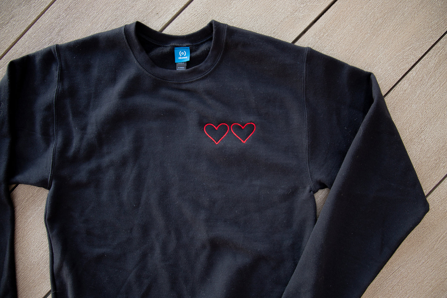 Embroidered Hearts Crewneck