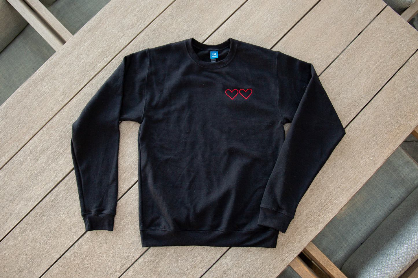 Embroidered Hearts Crewneck