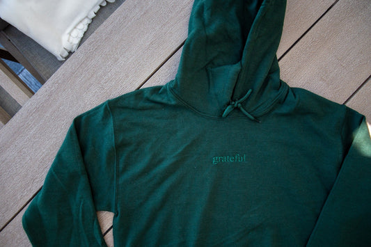 Embroidered Grateful Monochrome Hoodie