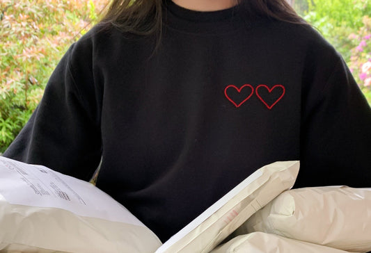 Embroidered Hearts Crewneck